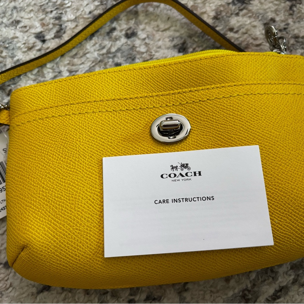 Coach Yellow Pebbled Leather Wristlet